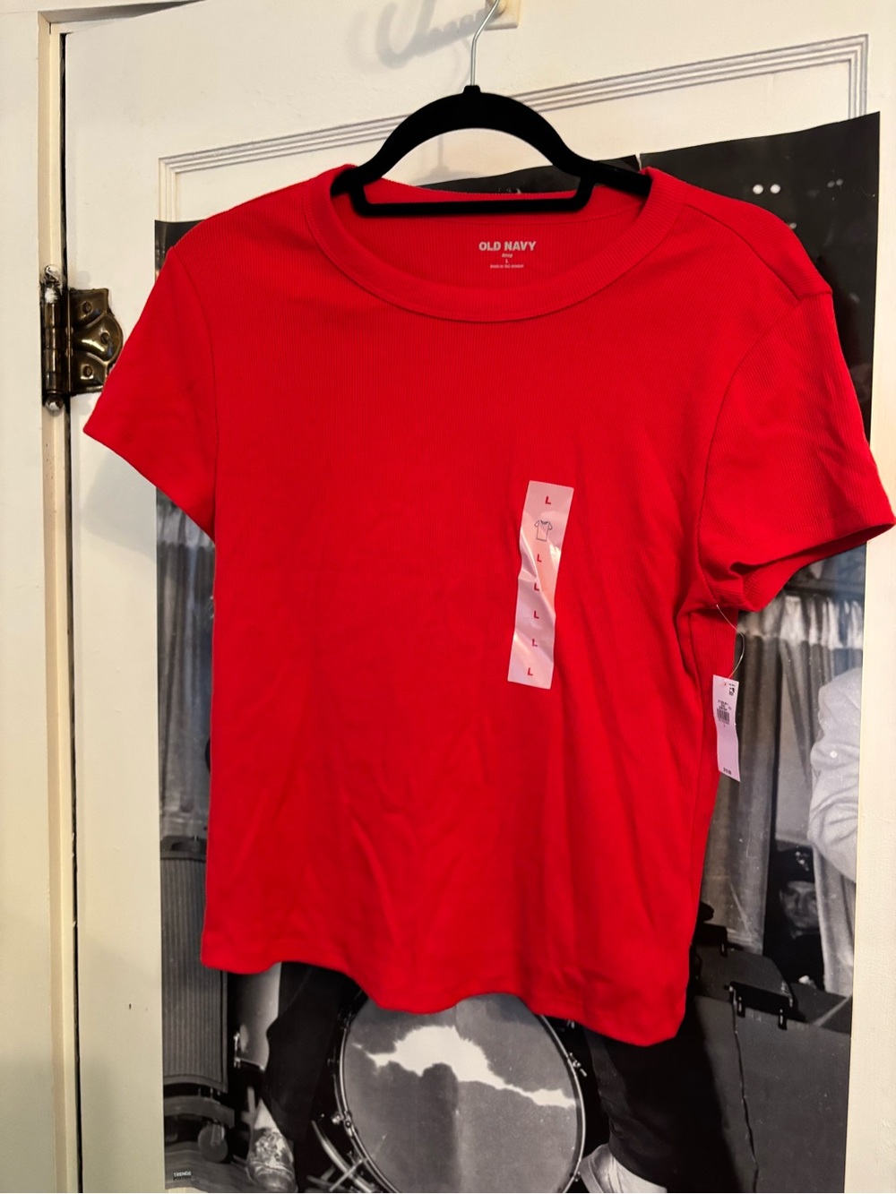 Old Navy Viral Bright Red Short Sleeve Ribbed Tee